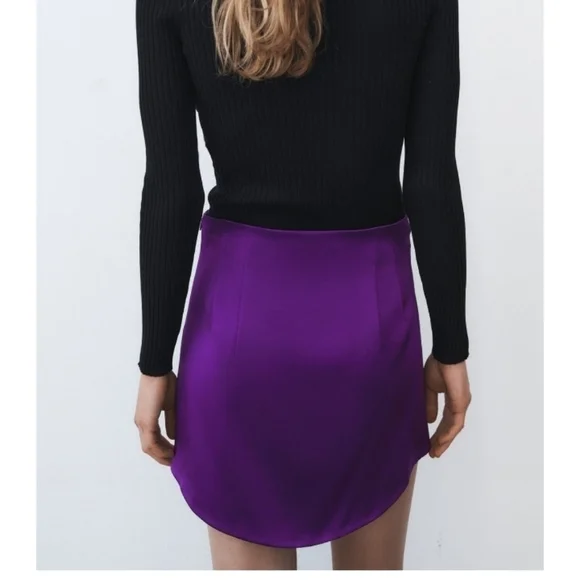 ZARA satin effect high waist skirt - Picture 4 of 9